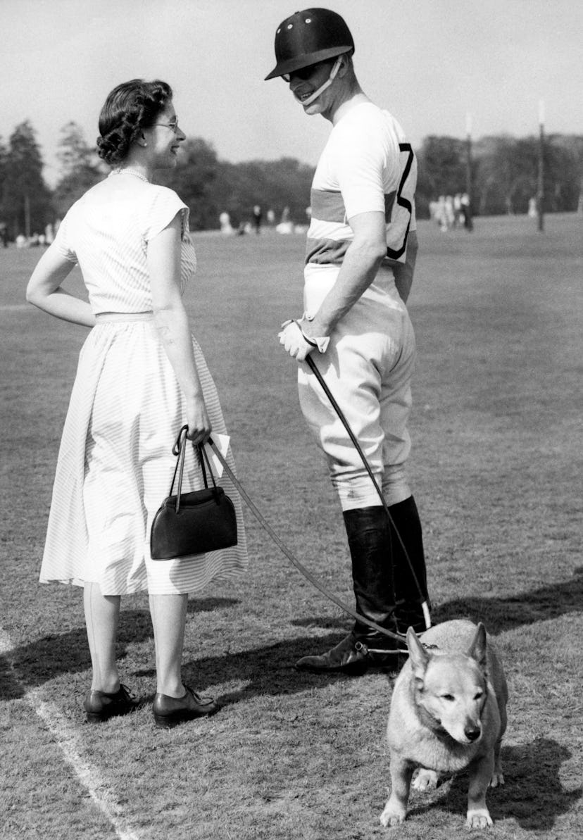 Prince Philip and Queen Elizabeth with their corgi.