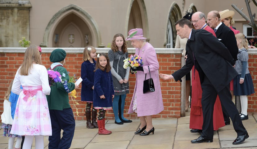 The Queen in pastel pink is a pretty Easter look