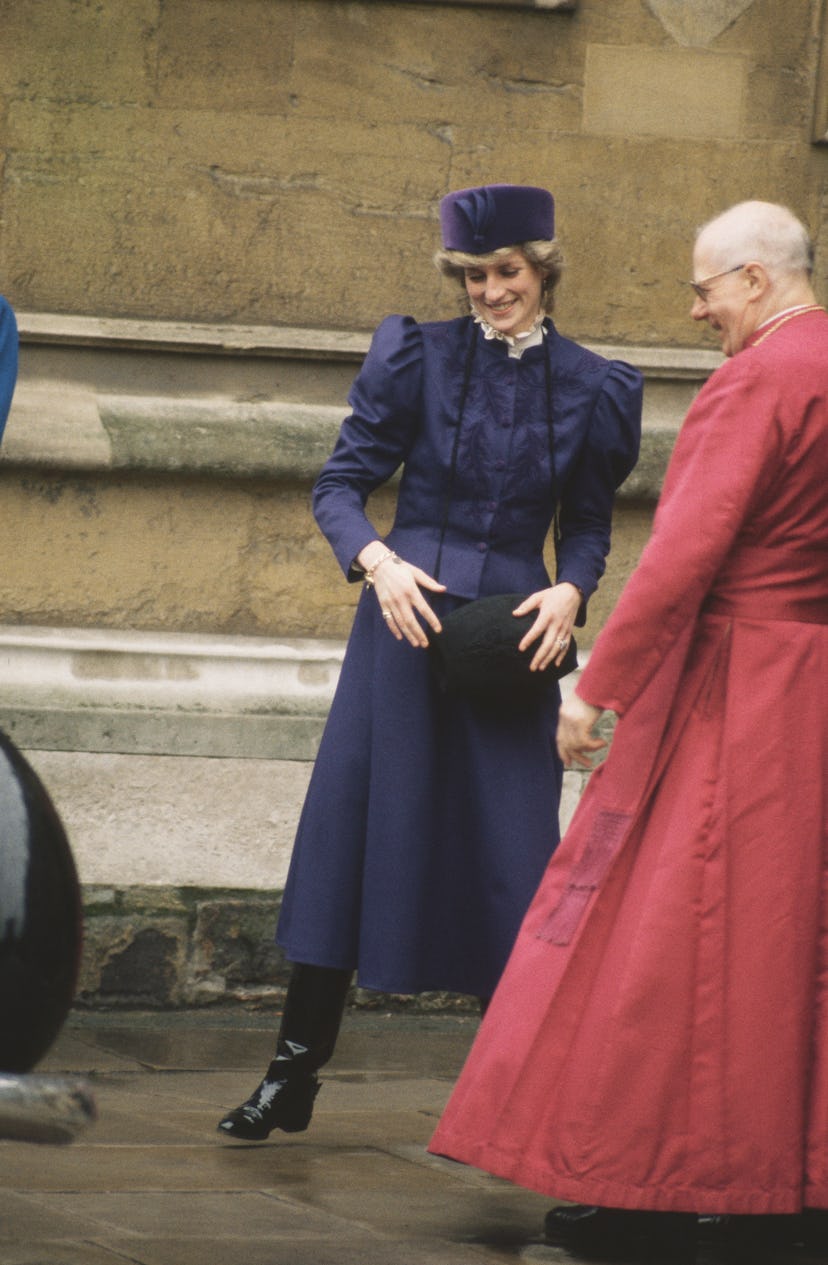 Princess Diana dressed in purple for Easter