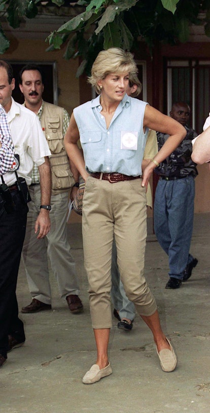 Princess Diana looked casual on a mission.