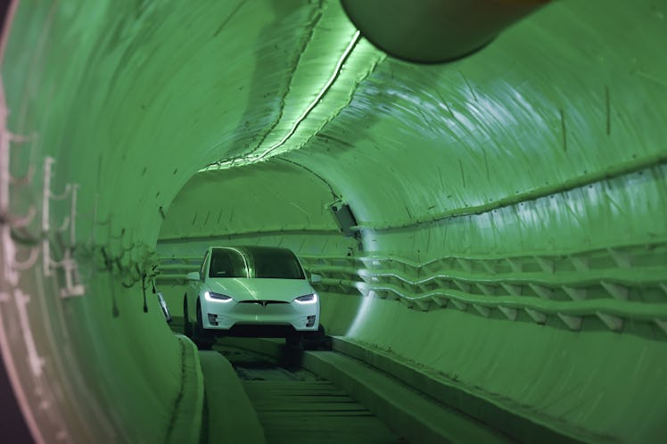 A Tesla Model X inside The Boring Company's first tunnel