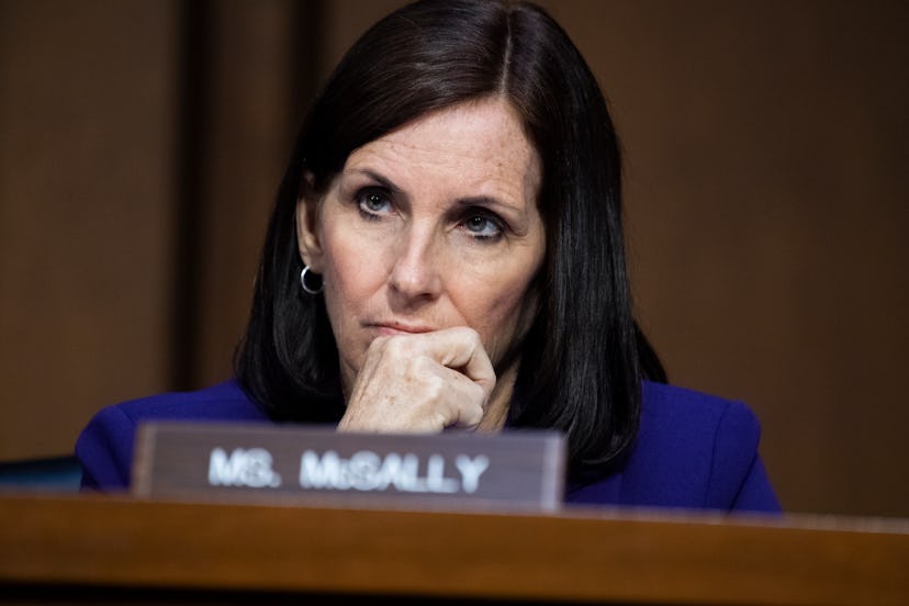 Martha McSally sitting with her knuckles leaned against her chin