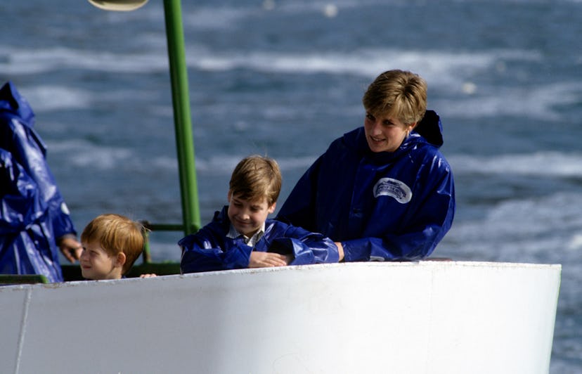 Princess Diana and her boys on a boat ride