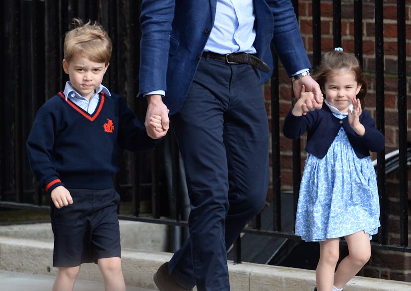 Prince William takes his older children to meet baby brother Prince Louis.