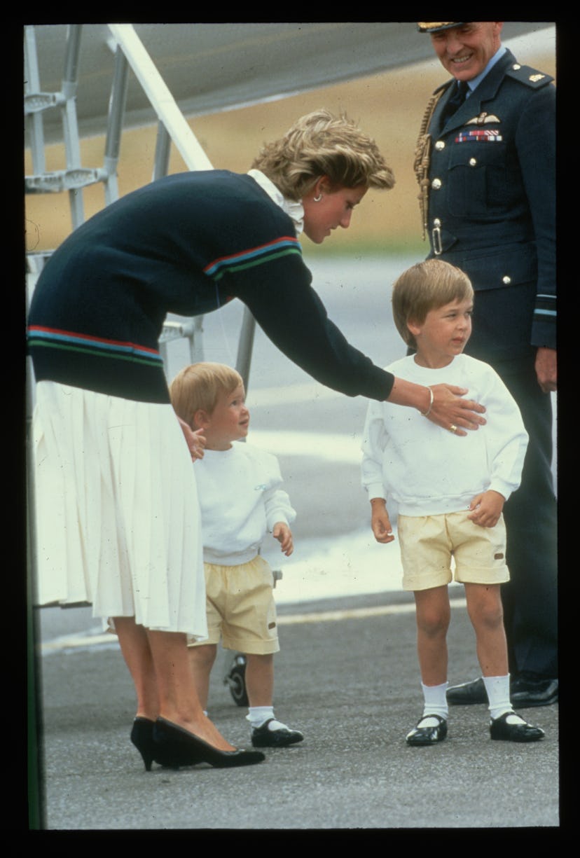 Princess Diana matched her sons in white sweaters like a champ.