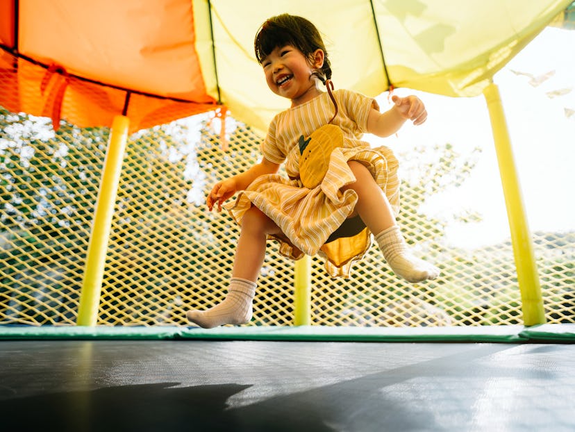 little girl on trampoline