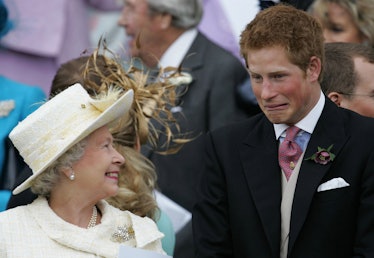 Prince Harry shares a laugh with Queen Elizabeth.