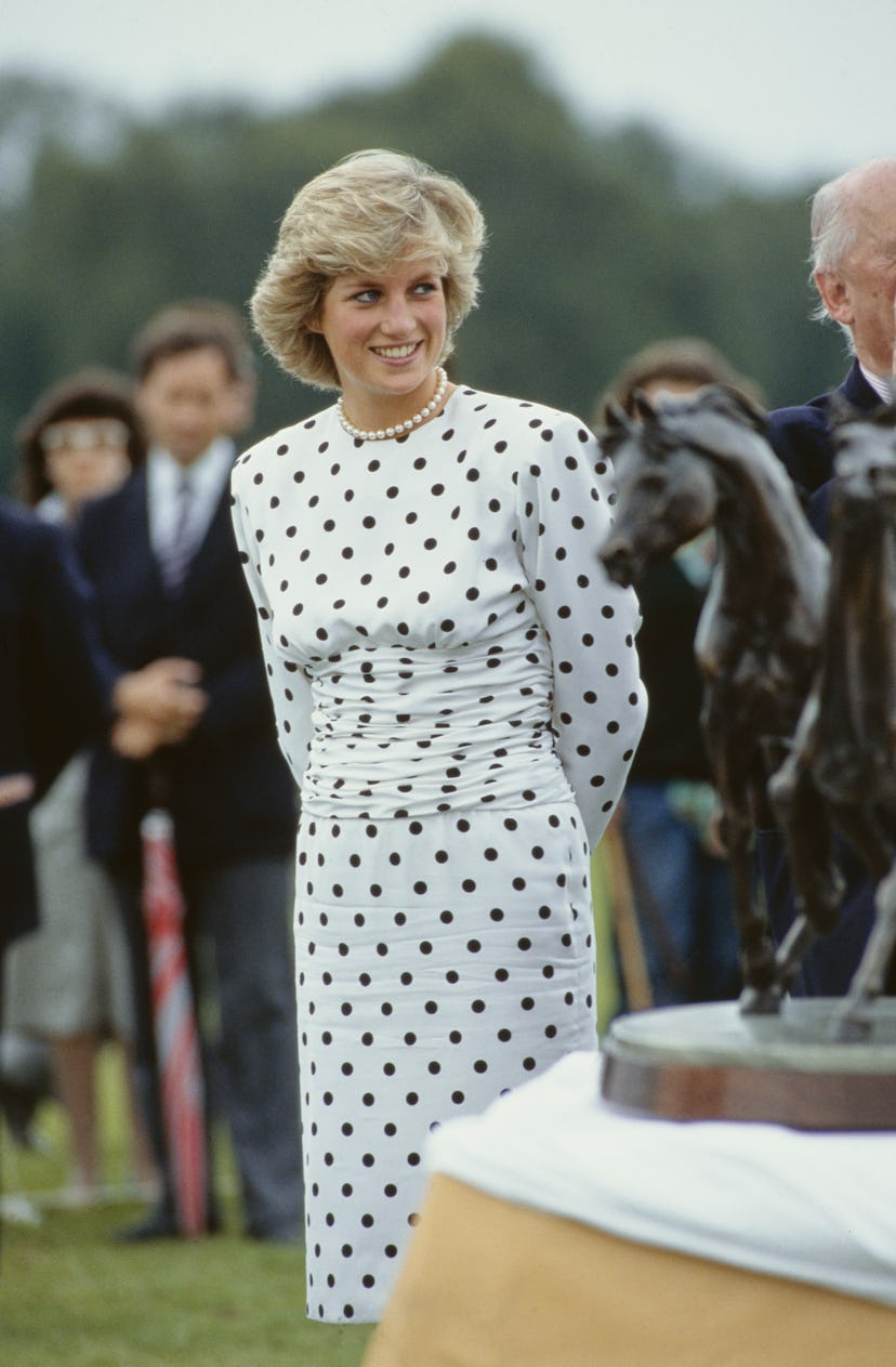 Princess Diana wears a pretty polka dot dress