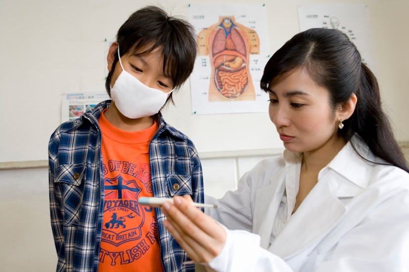 kid being treated by school nurse