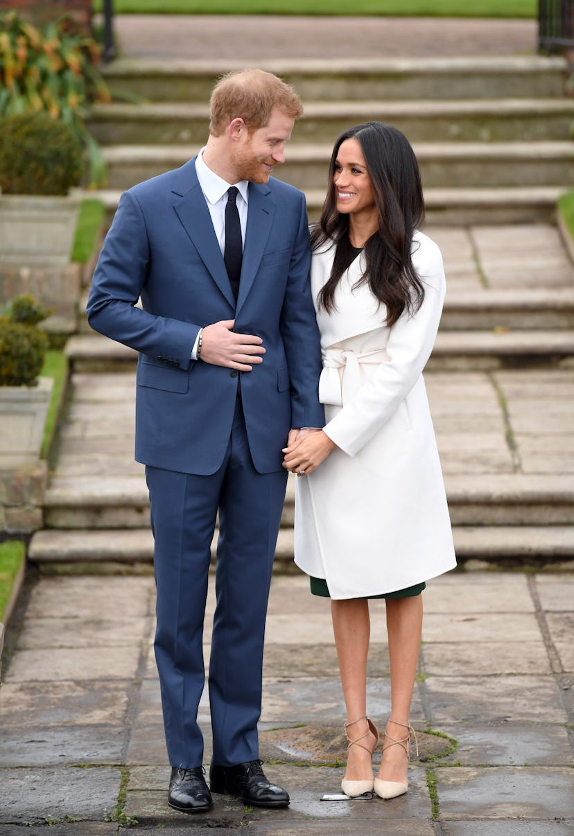 Meghan Markle wore a white wrap coat from Line the Label in Nov. 2017. 