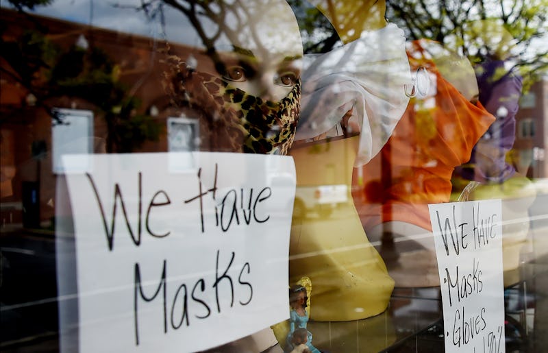 A Georgia storefront with mannequins wearing masks during the coronavirus pandemic. 3 Small Business...