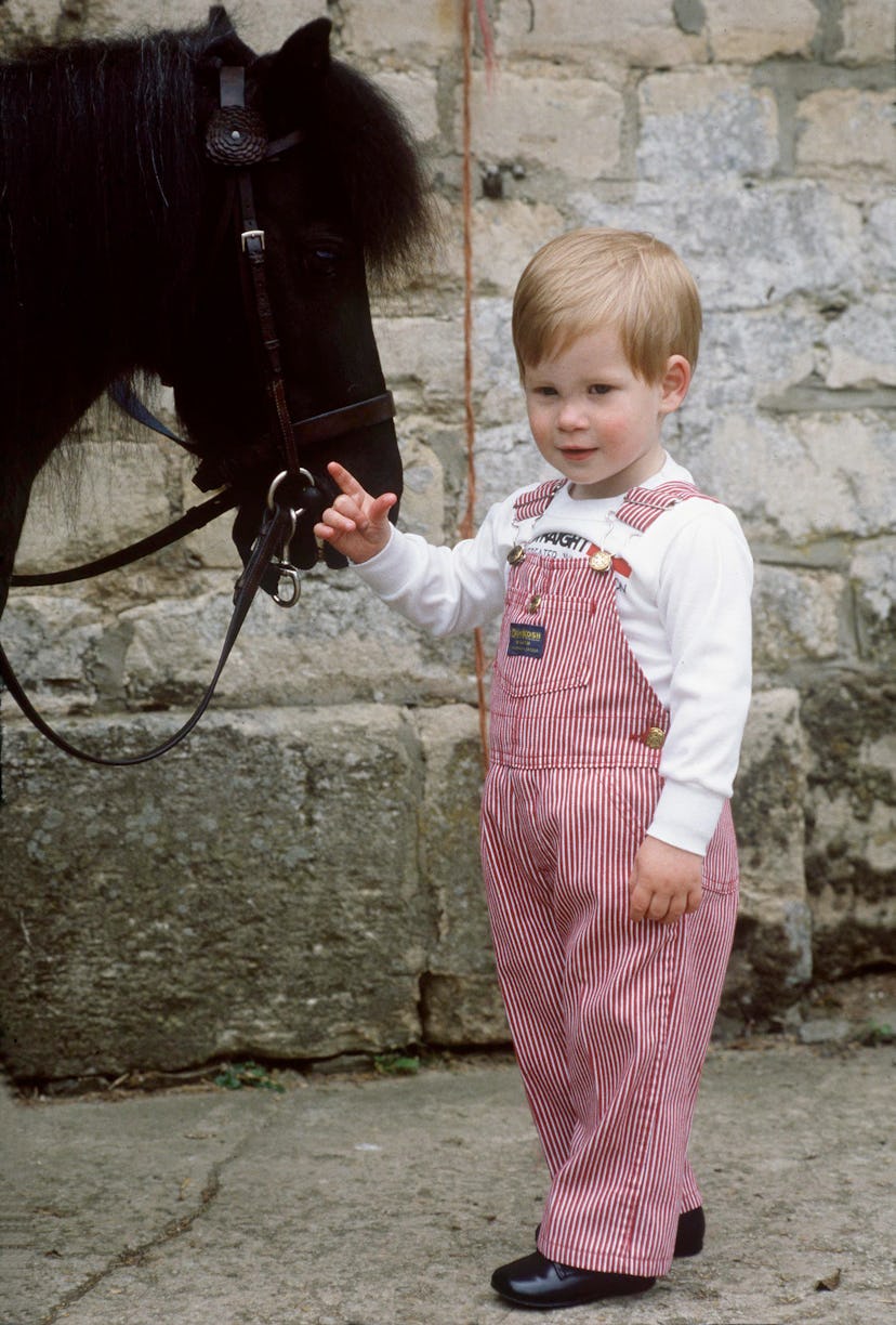 Prince Harry in another pair of red and white overalls