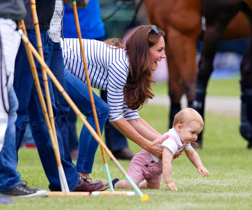 Prince George also has red and white overalls