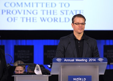 Matt Damon attends a meeting for the World Economic Forum.