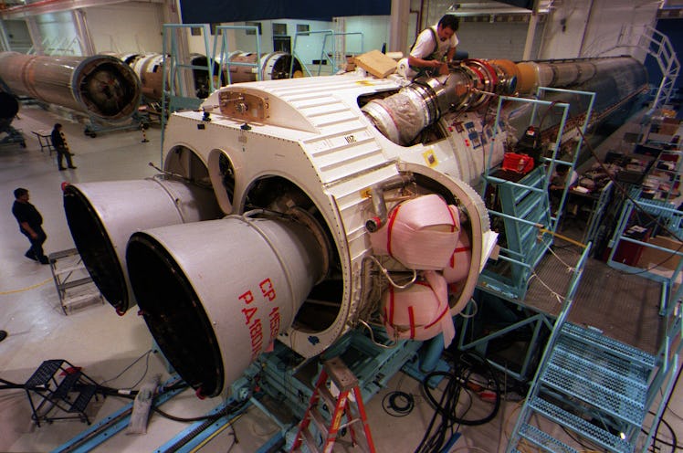 An RD-180 engine, with the original Cyrillic. 