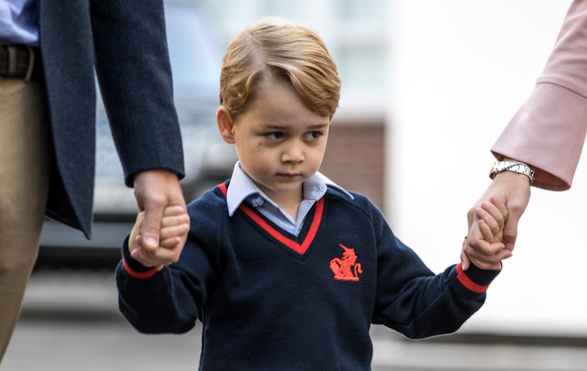 Prince George looked nervous on his first day of school.