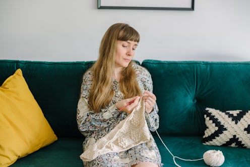 woman, knitting