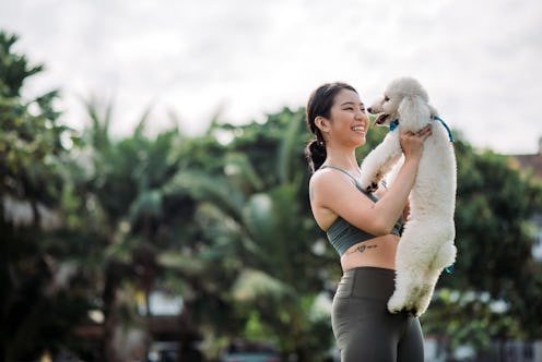 dog, woman