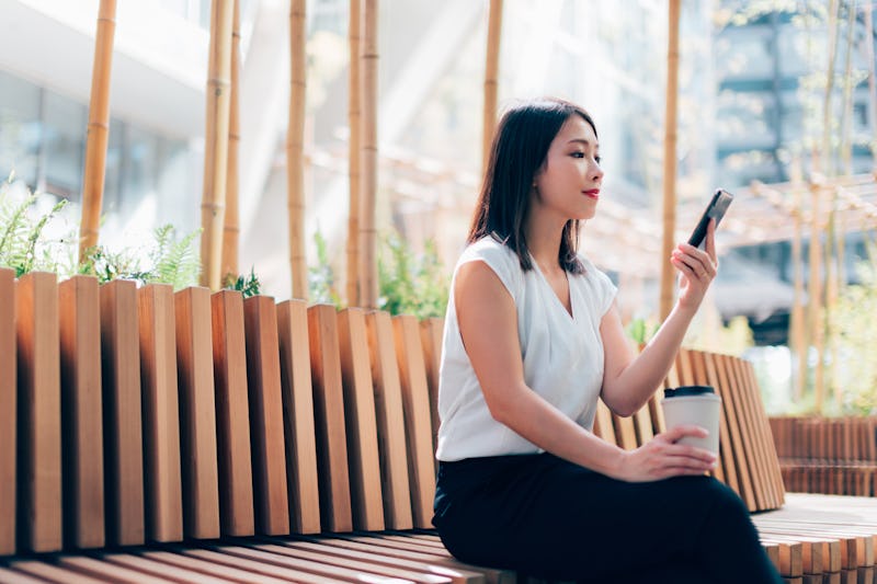 woman, texting