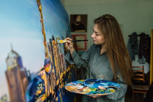woman, painting, art