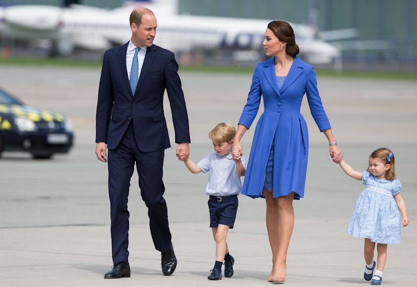 The family dressed in blue for this flight