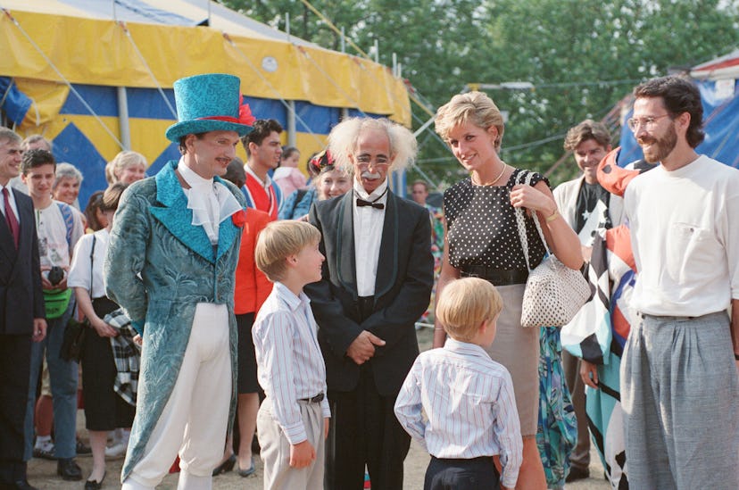 Princess Diana visits the Cirque de Soleil with her kids.