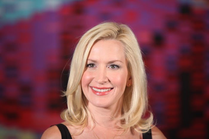 Angela Kinsey watched 'The Office' in bed with her kids.