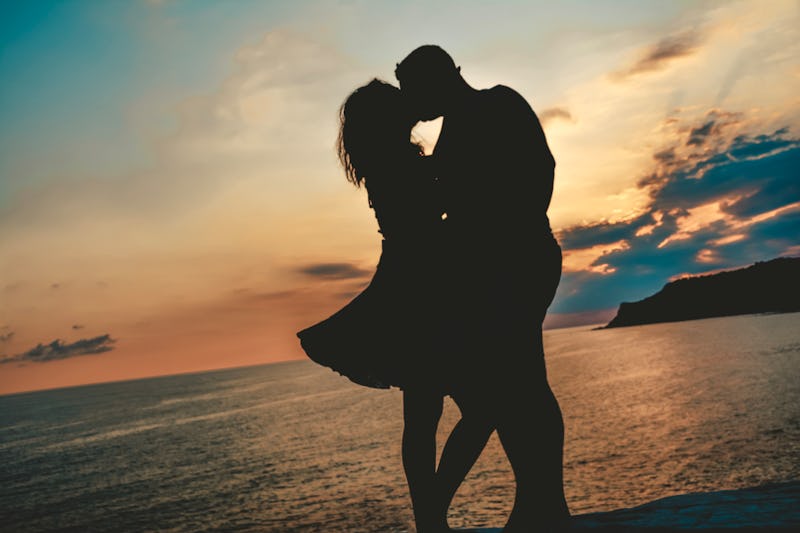 couple, beach, kissing