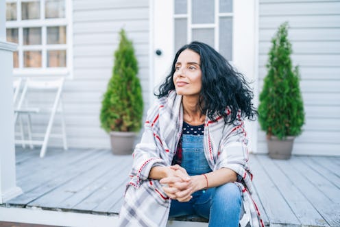 woman, outside, alone