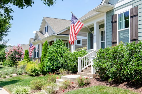 american flag, suburb, america