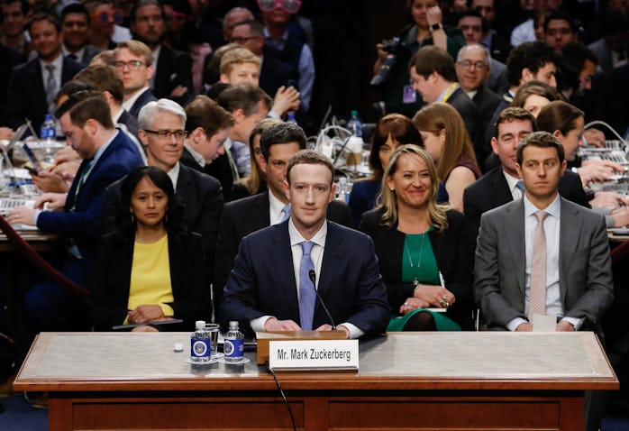 Mark Zuckerberg appearing before Congress.