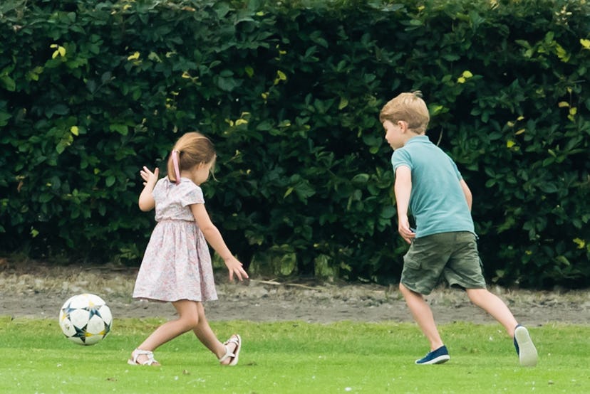 Prince George was spotted playing soccer with his younger sister during a polo match in 2019.