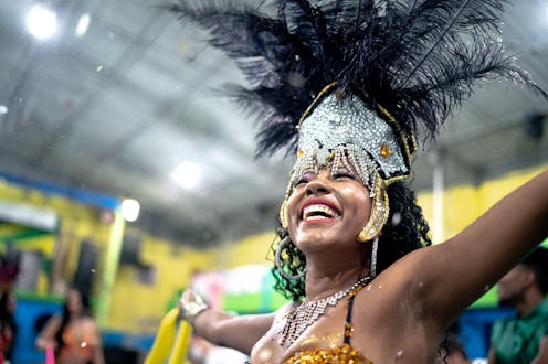 mardi gras, happy woman