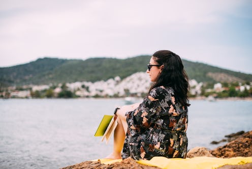 woman looking at a distance, anxious woman