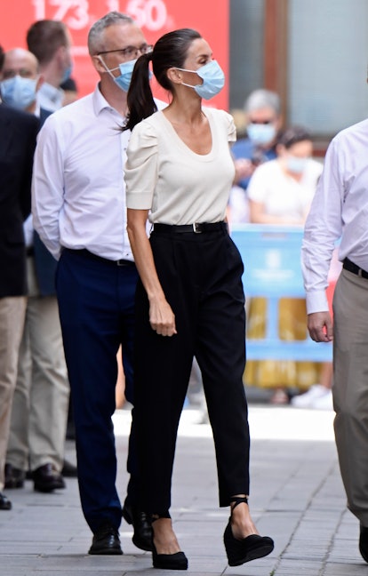 Queen Letizia has traded in her signature straight hairstyle for a recurring ponytail lately