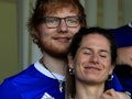 Ed Sheeran and wife Cherry Seaborn attend a sports game.