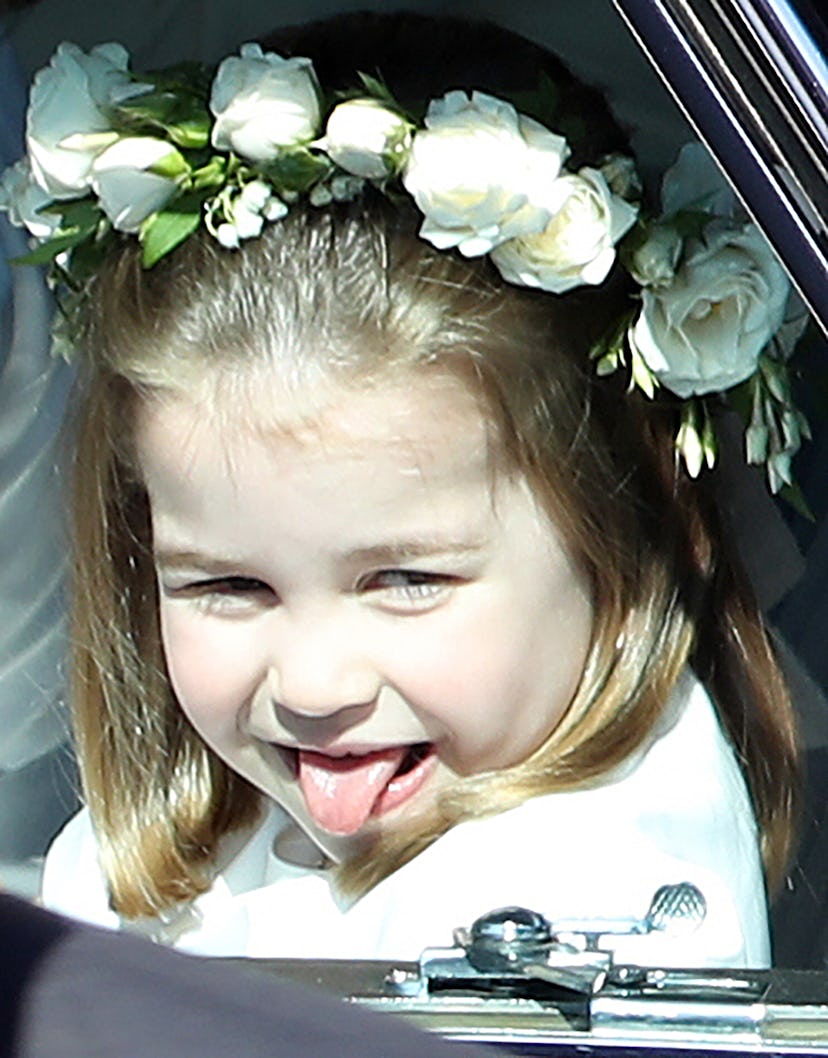 Princess Charlotte sticks her tongue out at photographers.