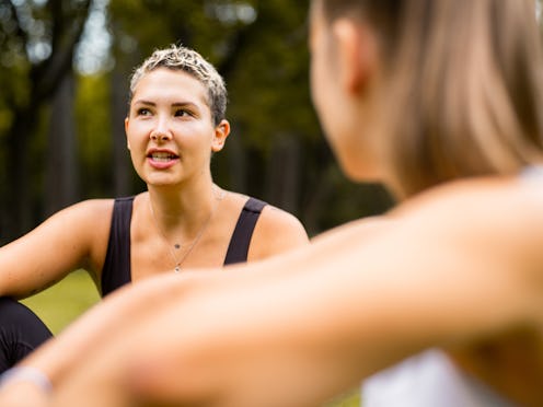 friends, talking, outdoor