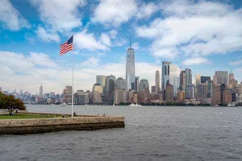 american flag, new york city, city, nyc