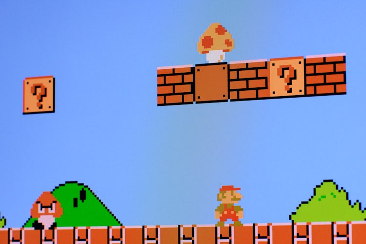 A screencap of Super Mario Bros.