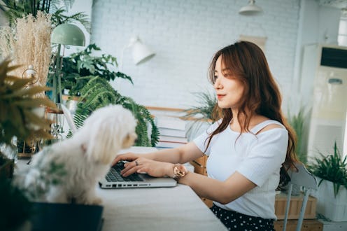 working, typing
