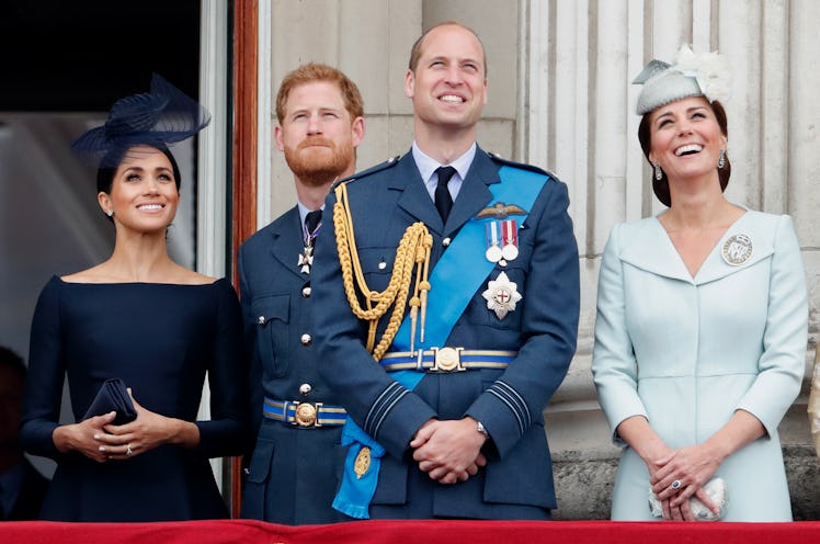 Meghan Markle, Prince Harry, Prince William, and Kate Middleton attend a royal engagement.