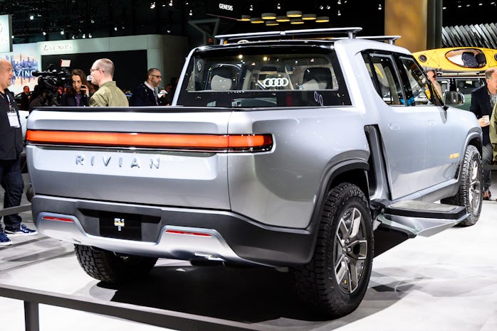 A Rivian track at a motoring show