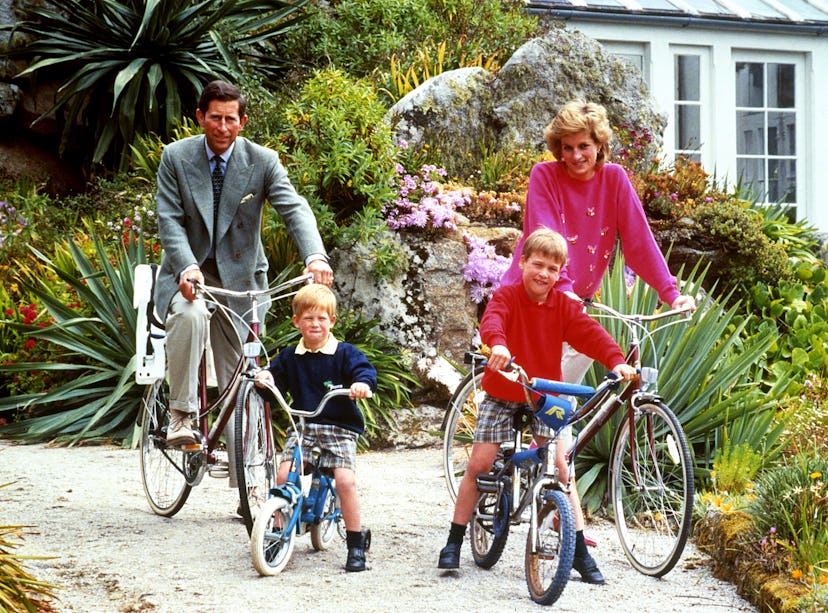 The family of four went for a bike ride.