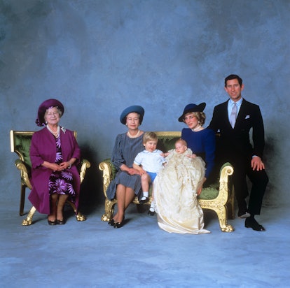 The royal family poses after Prince Harry's christening 
