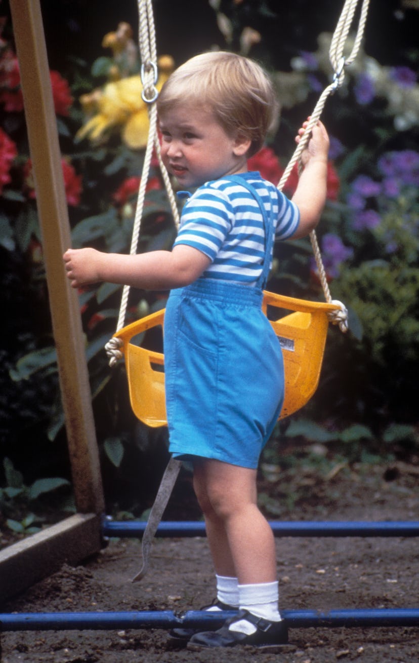Prince William plays with a swing