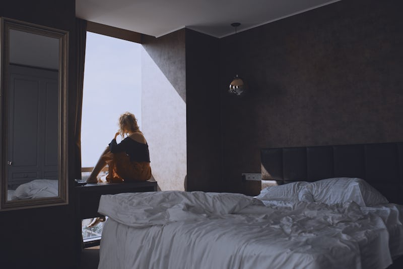 wondering, woman, room