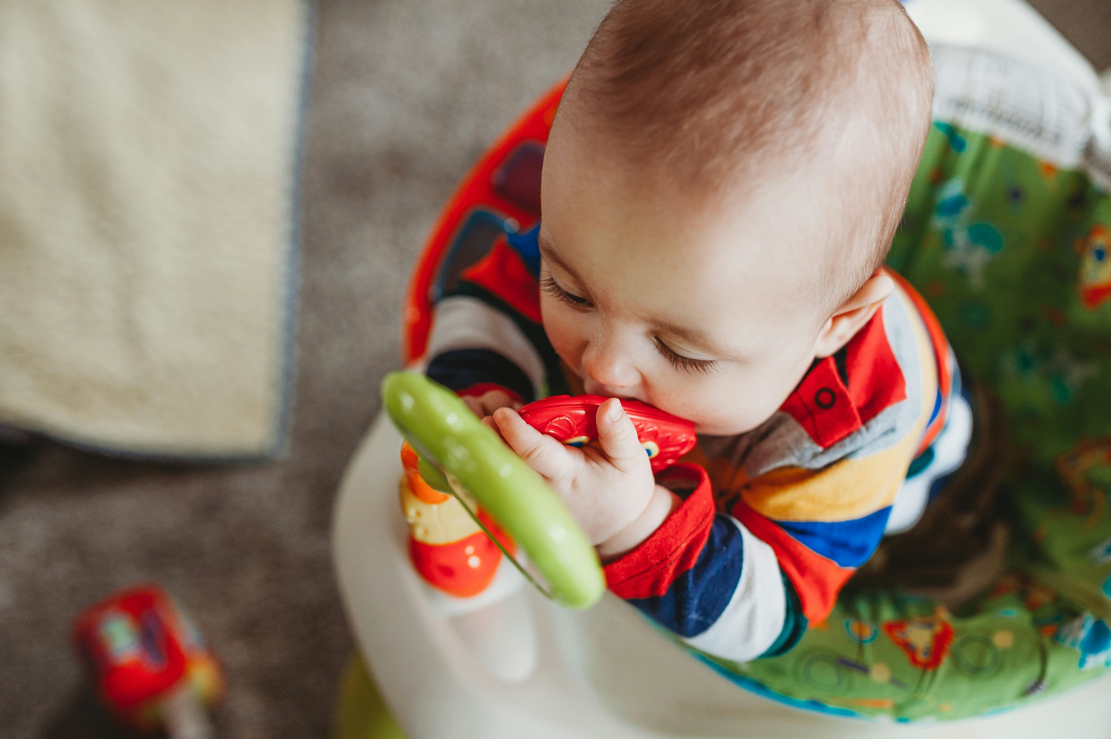 Baby likes to chew on sale fabric