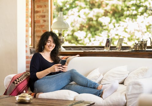 happy, lounging, woman