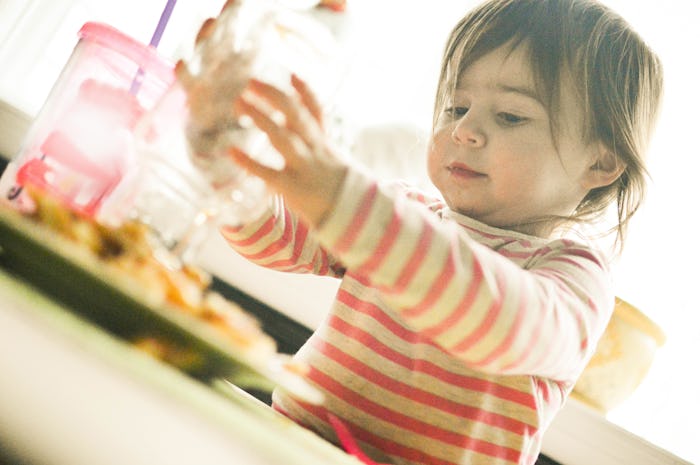 preschooler having breakfast